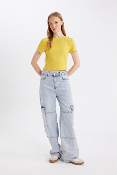 تيشيرت نص كم سامبل مضلع سليم فيت