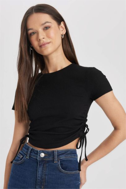 Slim Fit Crew Neck Camisole Short Sleeve T-Shirt