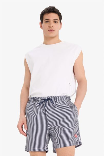 Полосатые плавательные шорты с сетчатой подкладкой