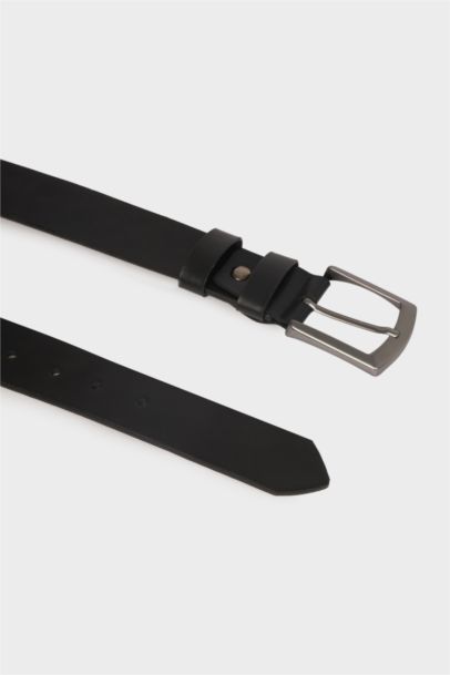 Man Rectangle Clasp Faux Leather Belt