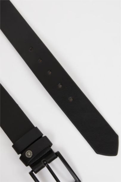 حزام رجالي جلد صناعي بمشبك مستطيل