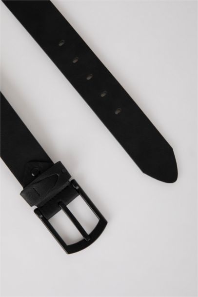 Men's Faux Leather Wide Denim Belt