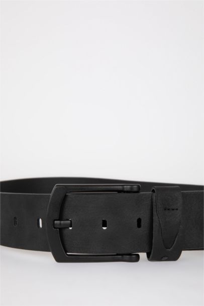 Men's Faux Leather Wide Denim Belt