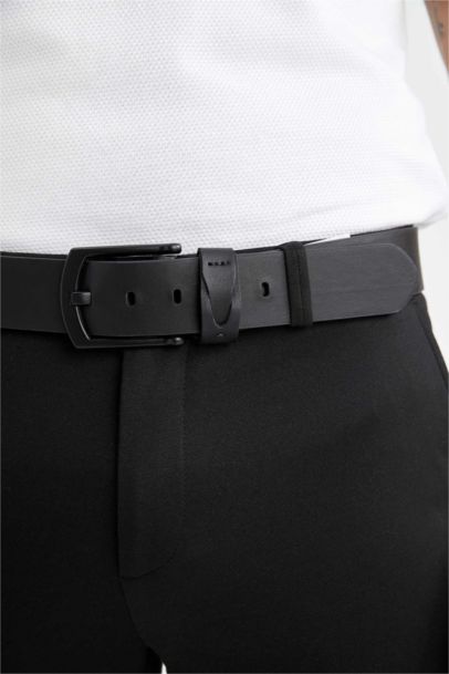 Men's Faux Leather Wide Denim Belt