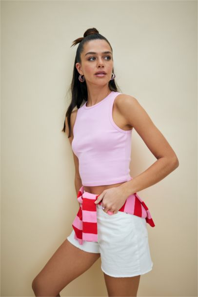 Slim Fit Camisole Halter Collar Tank Top