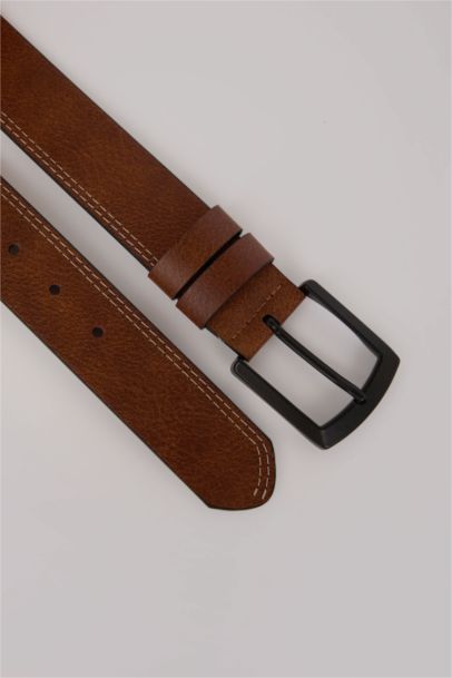 Erkek Kare Toka Suni Deri Jean Kemeri