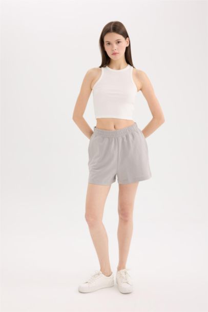 Straight Leg Flexible Waist Shorts