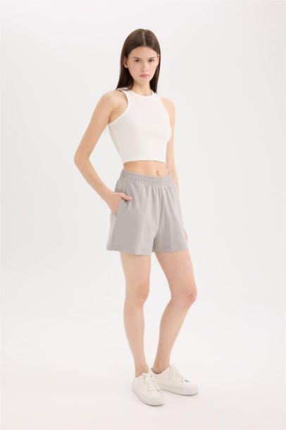 Straight Leg Flexible Waist Shorts