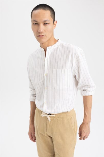 Chemise À Manches Longues Et Col Montant De Coupe Moderne