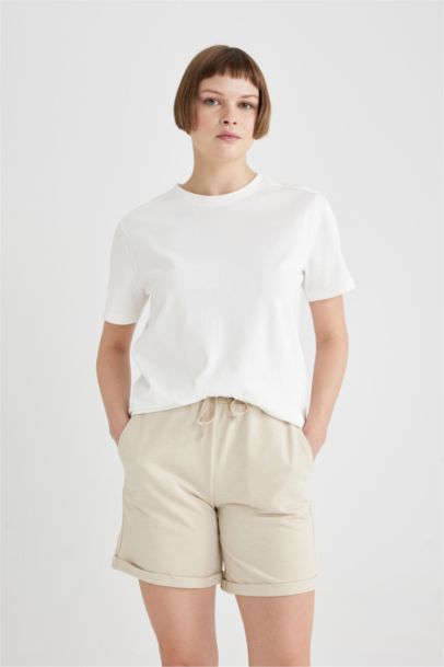 Regular Fit Thin Sweatshirt Fabric Basic Normal Waist Regular Hem Bermuda