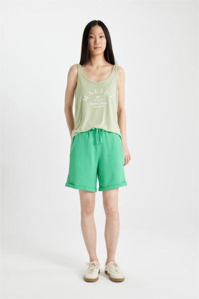 Regular Fit Thin Sweatshirt Fabric Basic Normal Waist Regular Hem Bermuda