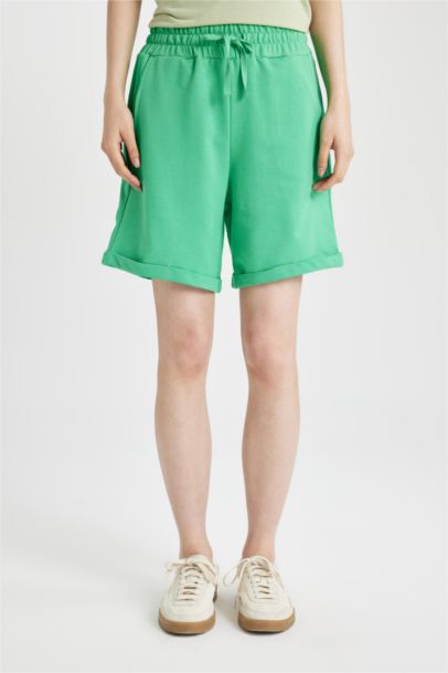 Regular Fit Thin Sweatshirt Fabric Basic Normal Waist Regular Hem Bermuda