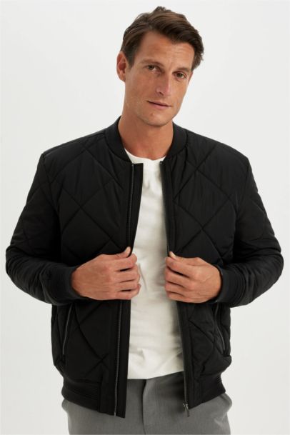 Su İtici Slim Fit Dar Kesim Bomber Kolej Yaka Fermuarlı Cepli Astarlı Mevsimlik Mont