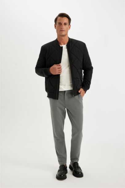 Su İtici Slim Fit Dar Kesim Bomber Kolej Yaka Fermuarlı Cepli Astarlı Mevsimlik Mont