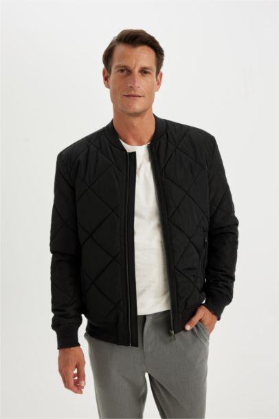 Su İtici Slim Fit Dar Kesim Bomber Kolej Yaka Fermuarlı Cepli Astarlı Mevsimlik Mont