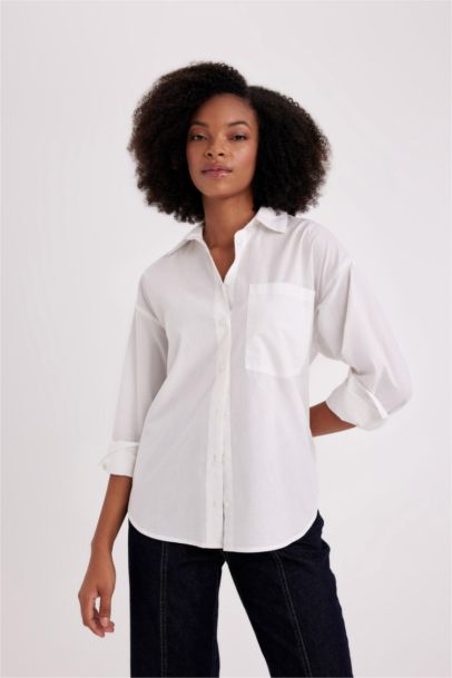 Oversize Fit Poplin Long Sleeve Shirt