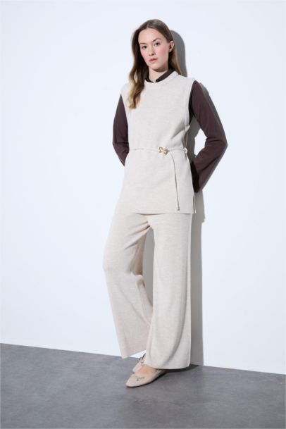 Pantalon tricot large basique à taille élastique