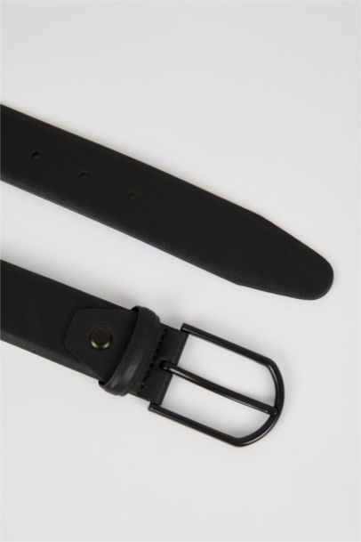 Men's Rectangle Buckle Faux Leather Belt