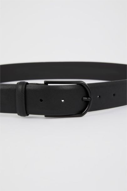 Men's Rectangle Buckle Faux Leather Belt