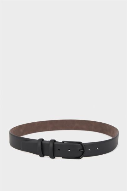 Erkek Oval Toka Suni Deri Günlük Kemer