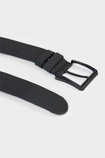 حزام رجالي جلد صناعي بمشبك مستطيل