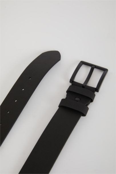 Man Faux Leather Wide Denim Belt