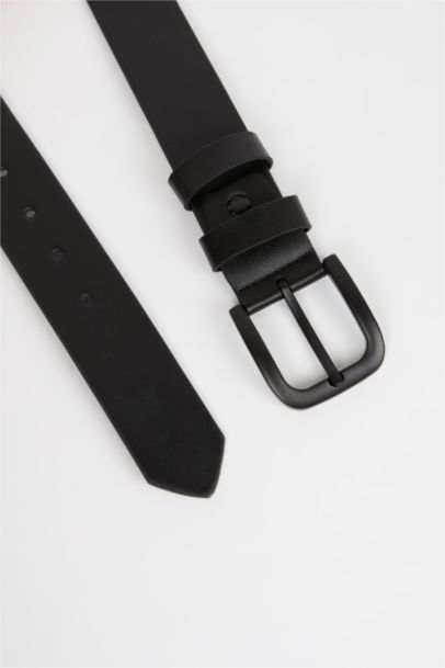 Man Rectangle Clasp Faux Leather Belt