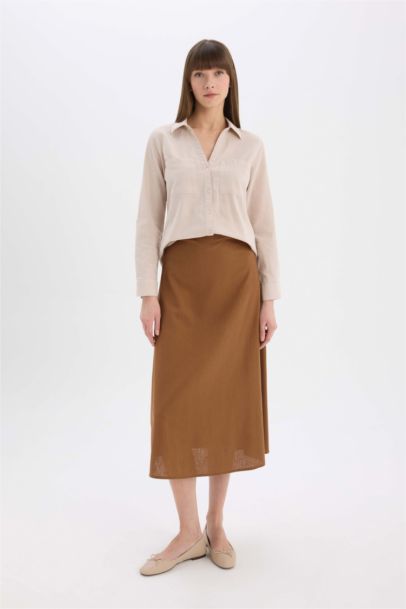 Regular Fit Shirt Collar Linen Blend Shirt