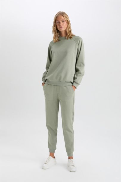 Regular Fit Tied Waist Basic Thick Jogger Sweatpants