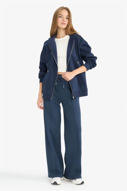 Oversize Geniş Kalıp Kapüşonlu Fermuarlı Sweatshirt