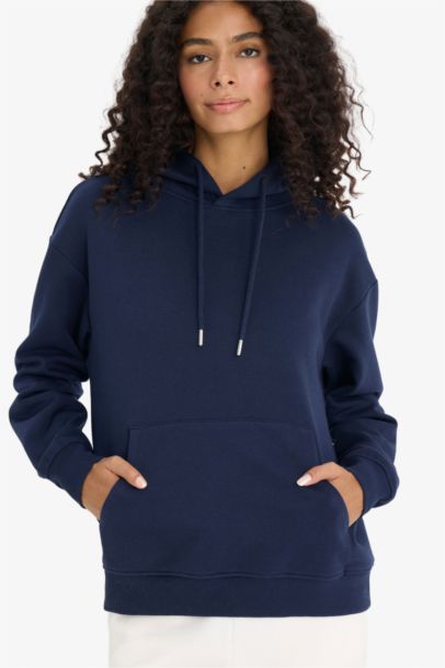 Regular Fit Hooded Basic Thick Fabric Sweatshirt