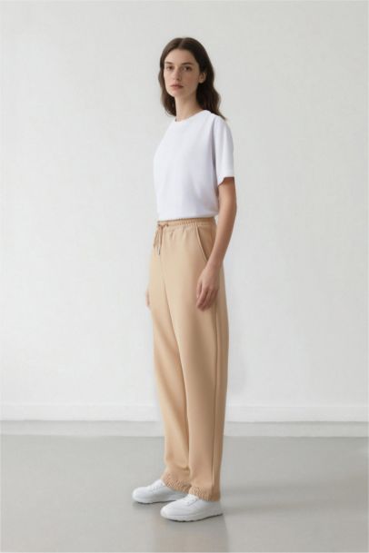 Jogger Kalın  Eşofman Altı Cepli Bağcıklı Yüksek Bel