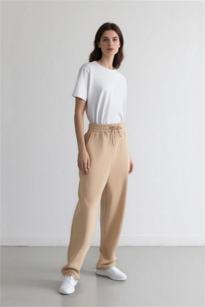 Jogger Kalın  Eşofman Altı Cepli Bağcıklı Yüksek Bel