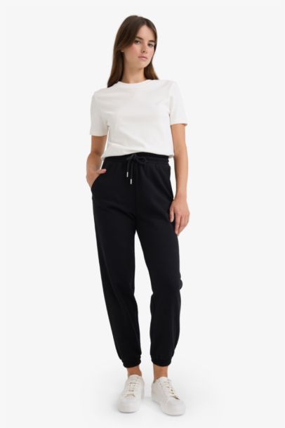 Jogger Fit Basic High Waist Thick Fabric Trousers