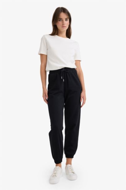 Jogger Fit Basic High Waist Thick Fabric Trousers