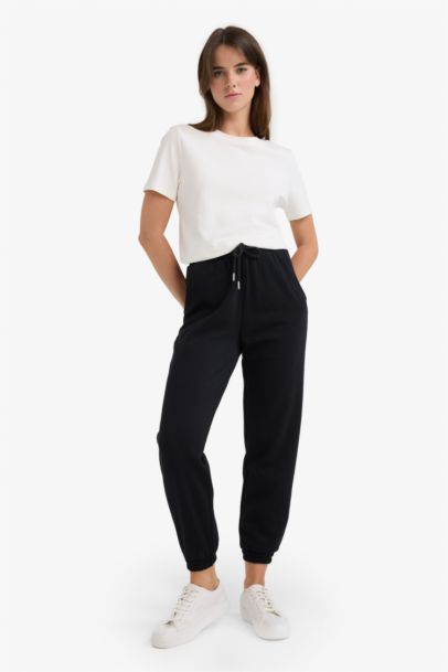 Jogger Fit Basic High Waist Thick Fabric Trousers