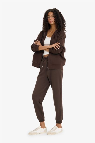 Jogger Fit Basic High Waist Thick Fabric Trousers