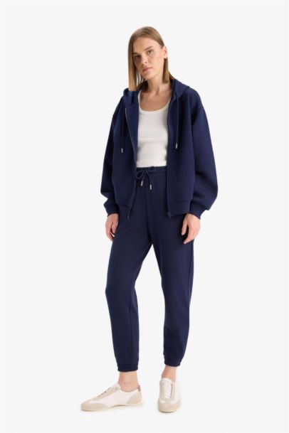 Pantalon Jogging basique taille haute en tissu épais à poches