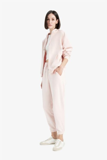 Jogger Fit Basic High Waist Thick Fabric Trousers