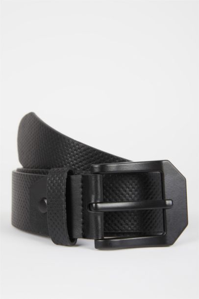 Man Faux Leather Denim Belt