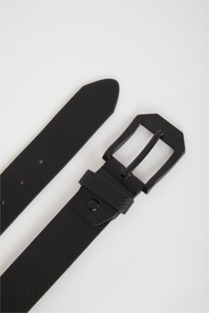 Man Faux Leather Denim Belt