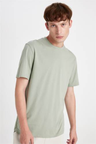 %100 Pamuk New Regular Fit Bisiklet Yaka Basic Düz Kısa Kollu Tişört