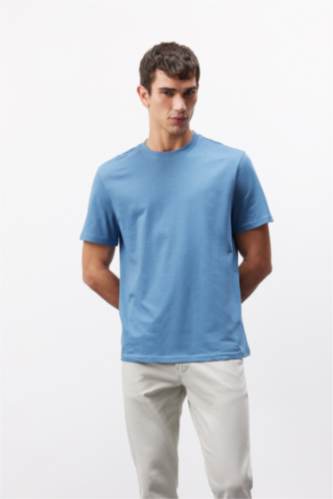 تيشيرت قطن بيزك سادة قصة عادية برقبة مستديرة