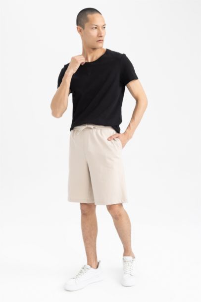 Regular Fit Sweatshirt Fabric Bermuda Shorts
