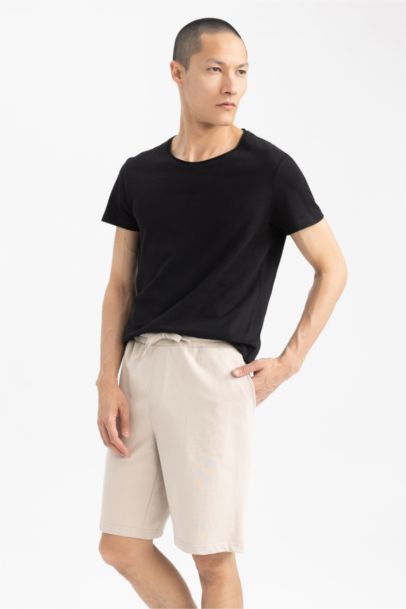 Regular Fit Sweatshirt Fabric Bermuda Shorts