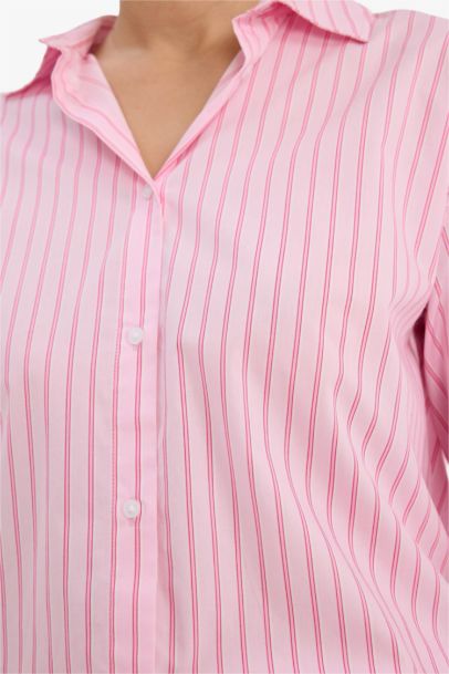 Oversize Fit Shirt Collar Poplin Long Sleeve Shirt