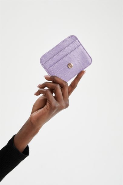 Woman Faux Leather Croco Card Holder