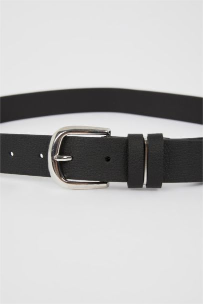 Kadın Dikdörtgen Toka Suni Deri Jean Kemeri