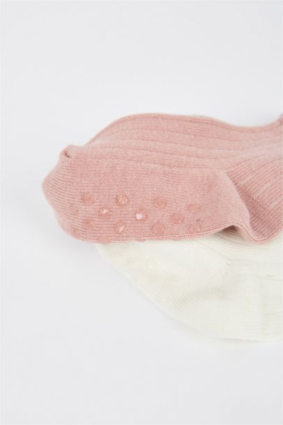 Kız Bebek Pamuklu Kaydırmaz Tabanlı 5'li Uzun Çorap