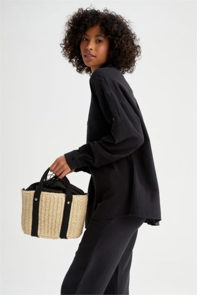 Kadın Büyük Hasır Çapraz Çanta